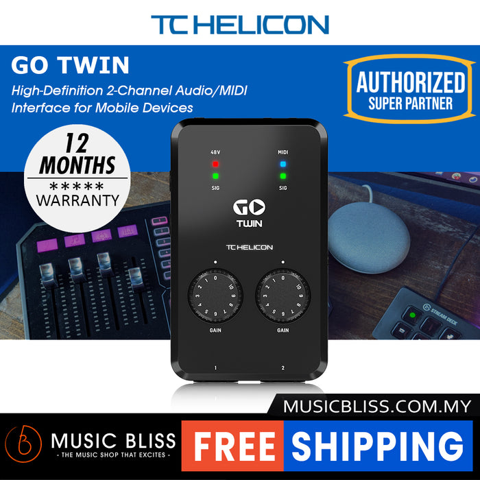 TC-Helicon GO TWIN 2-Channel Audio/MIDI Interface for Android Mobile Devices - Music Bliss Malaysia