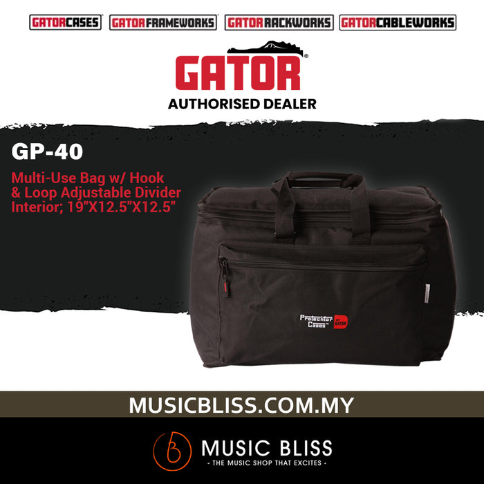 Gator GP-40 Par Can Light Bag with Hook & Loop Adjustable Divider Interior