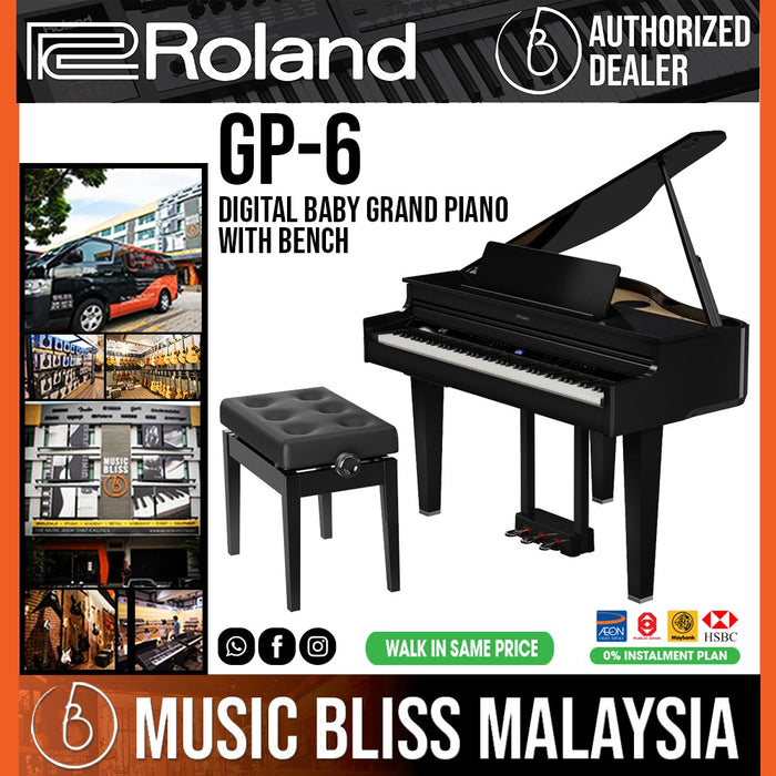 Roland GP-6 Digital Baby Grand Piano with Bench Polished Ebony