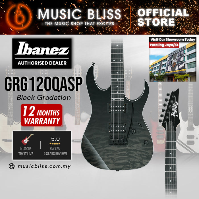 Ibanez GRG120QASP RG GIO Series Electric Guitar - Black Gradation