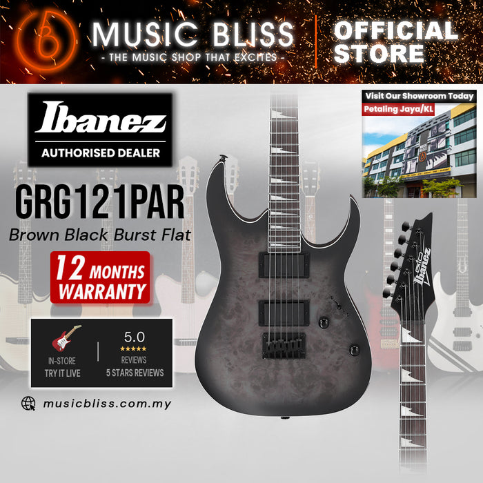 Ibanez GIO GRG121PAR Electric Guitar - Brown Black Burst Flat