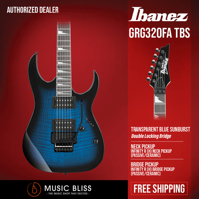 Ibanez Gio GRG320FA Electric Guitar - Transparent Blue Sunburst - Music Bliss Malaysia