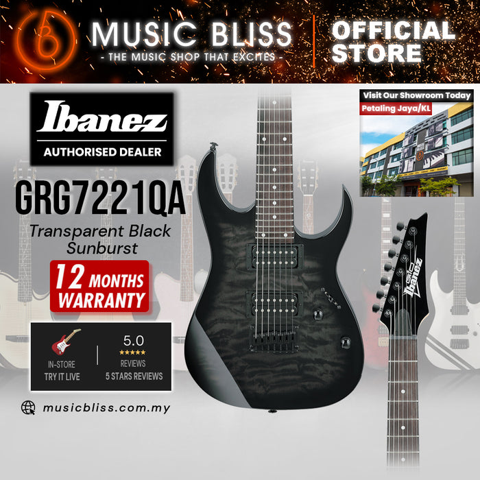 Ibanez Gio GRG7221QA Electric Guitar - Transparent Black Sunburst