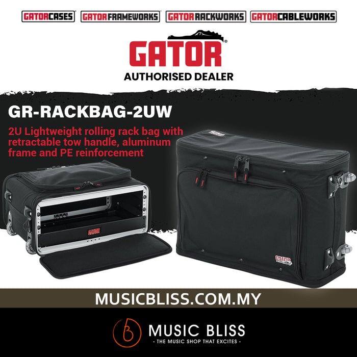 Gator GR-RACKBAG-2UW 2U Lightweight Rack Bag with Tow Handle and Wheels
