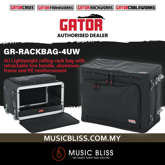 Gator GR-RACKBAG-4UW 4U Lightweight Rack Bag with Tow Handle and Wheels