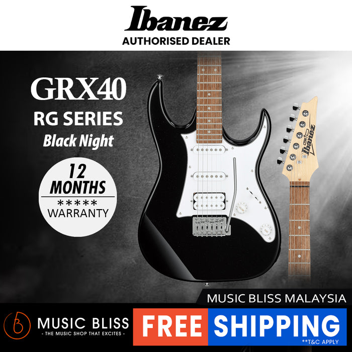 Ibanez GIO GRX40 Electric Guitar with HSS Pickup - Black Night