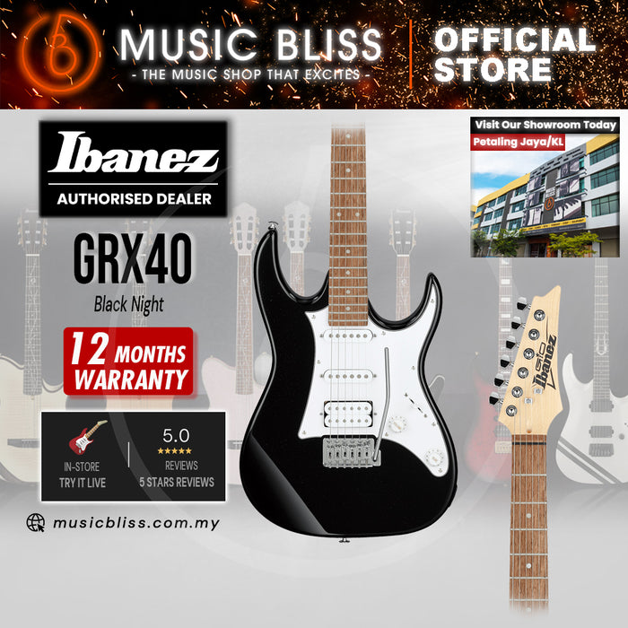 Ibanez GIO GRX40 Electric Guitar with HSS Pickup - Black Night