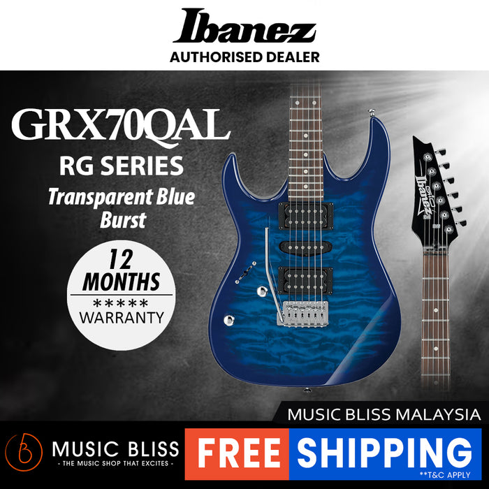 Ibanez Gio GRX70QAL Left-handed Electric Guitar - Transparent Blue Burst