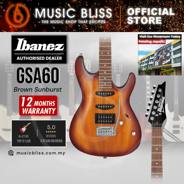 Ibanez GIO GSA60 Electric Guitar - Brown Sunburst