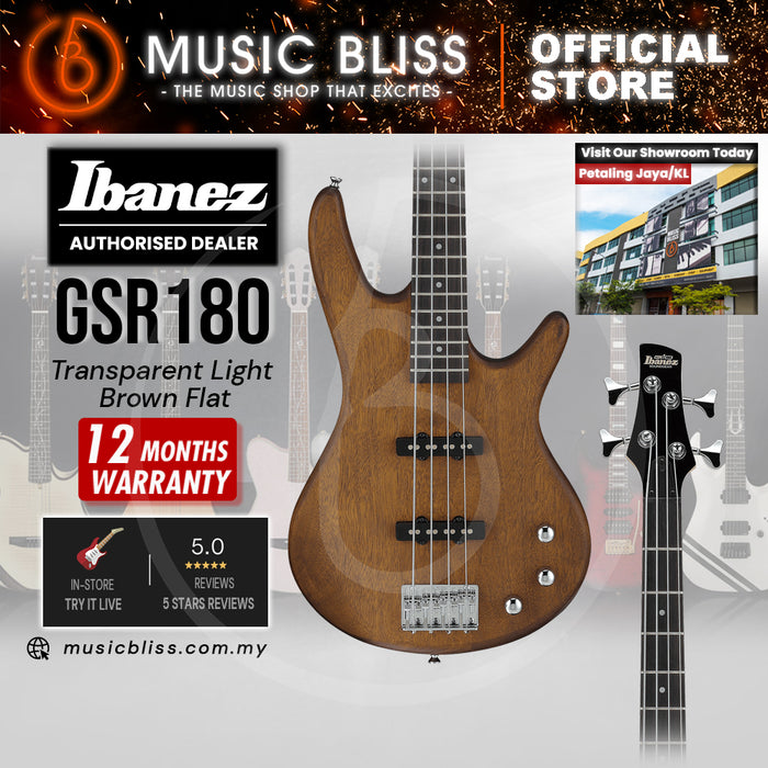 Ibanez Gio GSR180 Electric Bass Guitar - Transparent Light Brown Flat