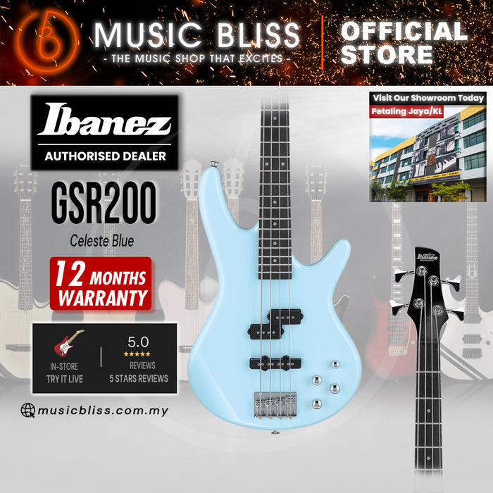 Ibanez GSR200 4-String Electric Bass Guitar - Celeste Blue