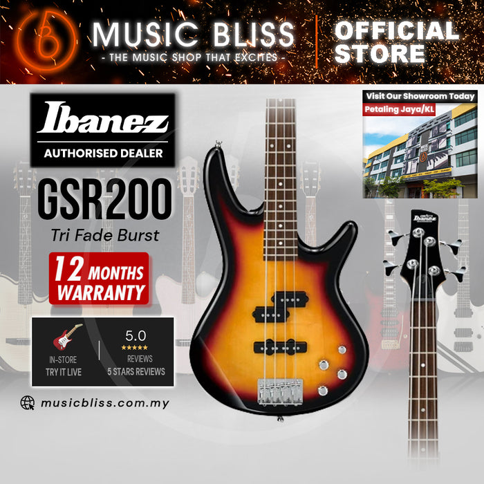 Ibanez Gio GSR200 Electric Bass Guitar - Tri Fade Burst
