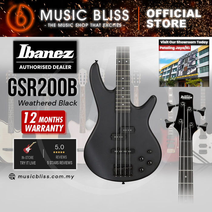 Ibanez Gio GSR200B Electric Bass Guitar - Weathered Black