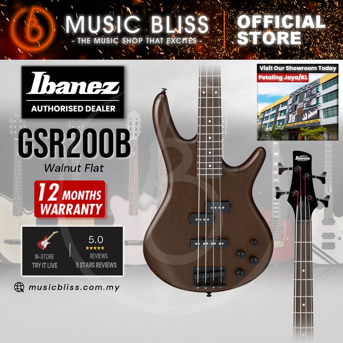 Ibanez Gio GSR200B Electric Bass Guitar - Walnut Flat