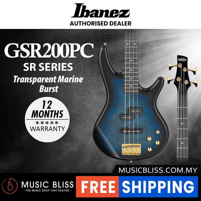 Ibanez Gio GSR200PC Electric Bass Guitar - Transparent Marine Burst