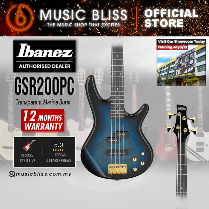 Ibanez Gio GSR200PC Electric Bass Guitar - Transparent Marine Burst