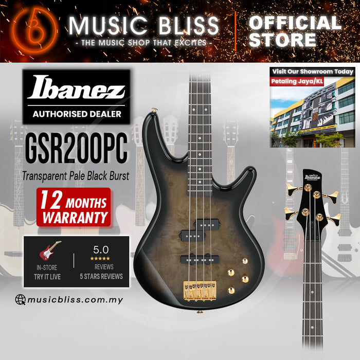 Ibanez Gio GSR200PC Electric Bass Guitar - Transparent Pale Black Burst