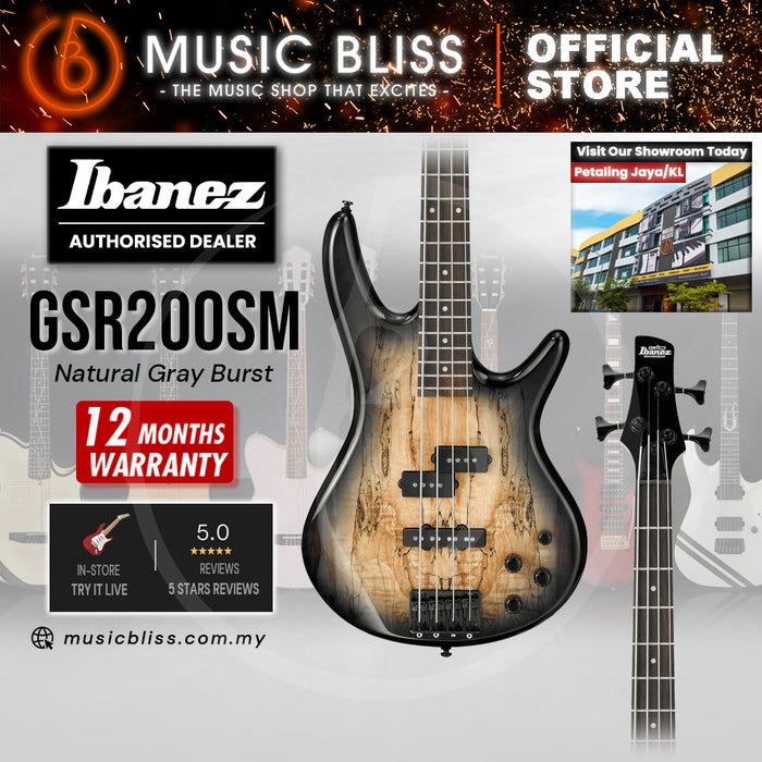 Ibanez Gio GSR200SM Electric Bass Guitar - Natural Grey Burst