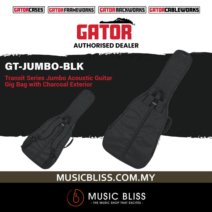 Gator GT-JUMBO-BLK Black Transit Bag For Jumbo Acoustic Guitar
