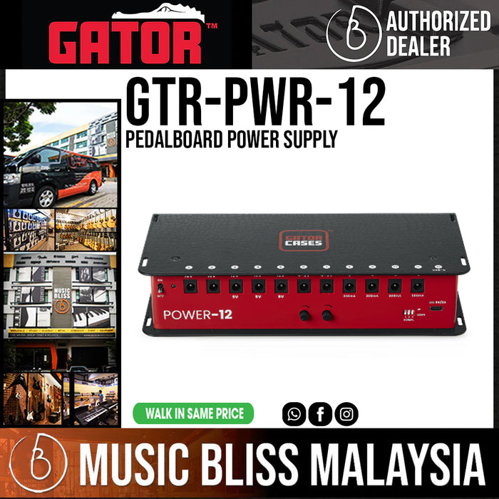Gator GTR-PWR-12 Pedalboard Power Supply with 12 Isolated Outputs - Music Bliss Malaysia