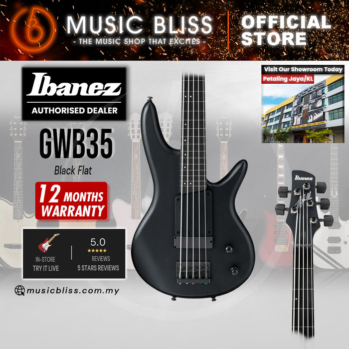 Ibanez Gary Willis Signature GWB35 Fretless Electric Bass Guitar - Black Flat