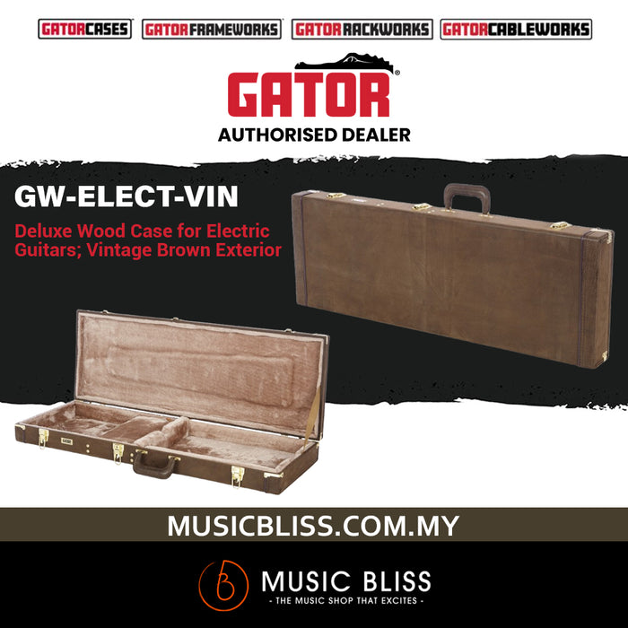 Gator GW-ELECT-VIN Hardshell Wood Case for Double-cutaway Electric Guitar
