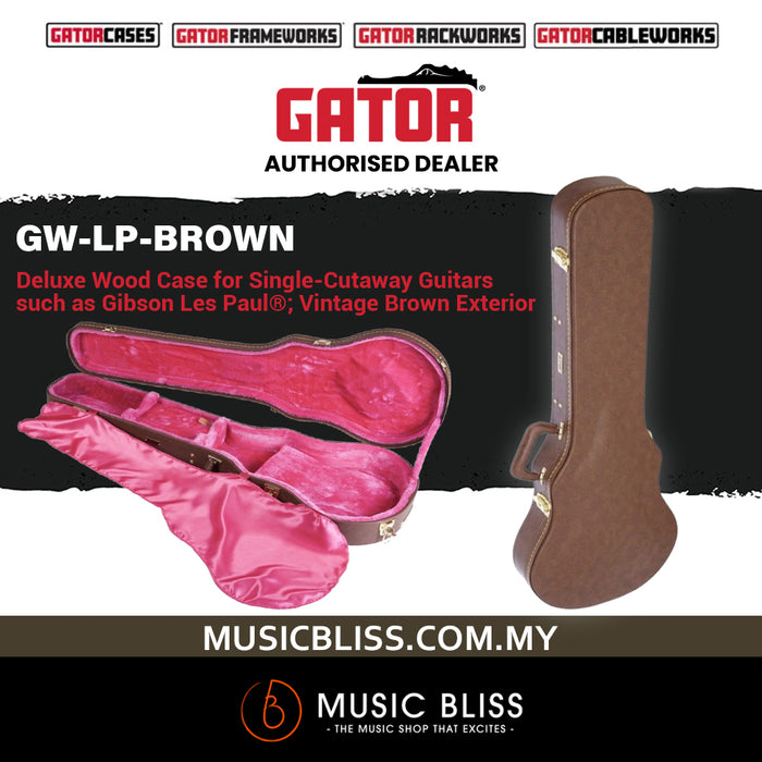 Gator Deluxe Gibson/Epiphone Les Paul Guitar Wood Case Case - Brown