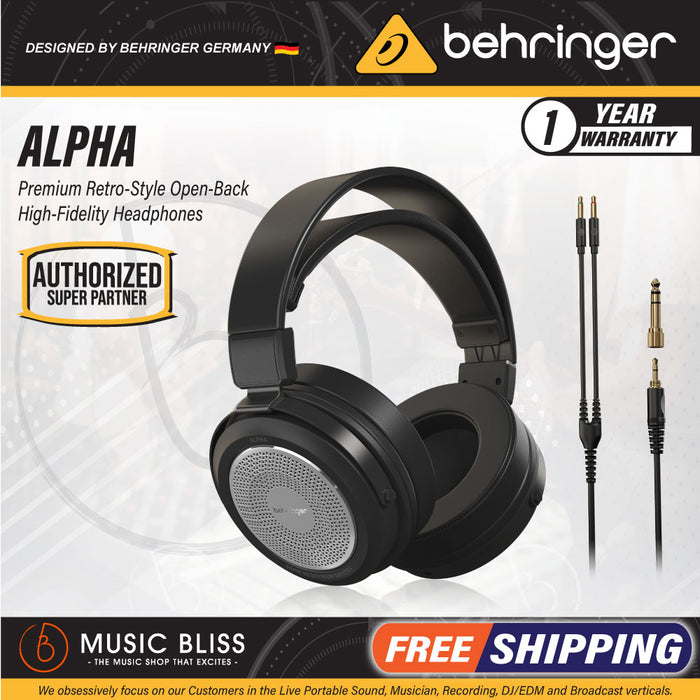 Behringer Alpha Premium Retro-Style Open-Back High-Fidelity Headphones - Music Bliss Malaysia