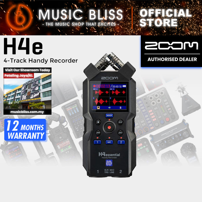 Zoom H4essential 4-Track Handy Recorder (Essential Series) with 32-Bit Float, Accessibility, Stereo Microphones, 2 XLR/TRS Combo Inputs, USB Interface, for Musicians, Podcasters
