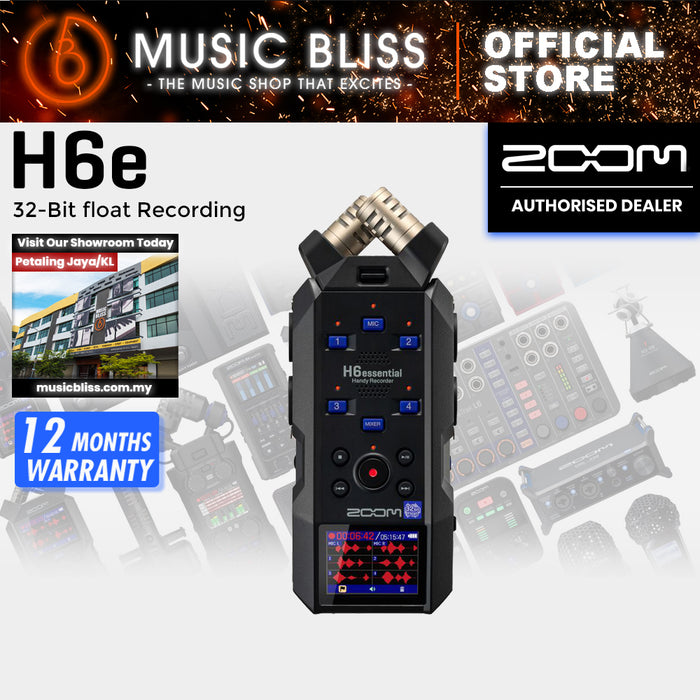 Zoom H6essential (Essential Series) with 32-Bit Float, Accessibility, 6-Track Recorder, Stereo Microphones, 4 XLR/TRS Inputs, USB Audio Interface, for Musicians, Podcasters, & Filmmakers