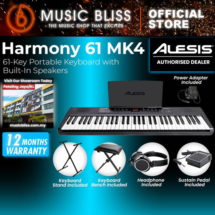 Alesis Harmony 61 MK4 61-Key Best Budget Beginner Portable Arranger Keyboard with Built-In Speakers