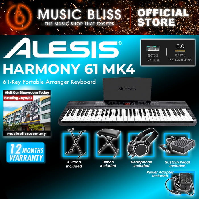 Alesis Harmony 61 MK4 61-Key Best Budget Beginner Portable Arranger Keyboard with Built-In Speakers