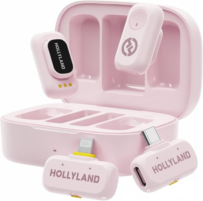 Hollyland LARK A1 Combo Digital Wireless Microphone System with Charging Case - Cloud Pink