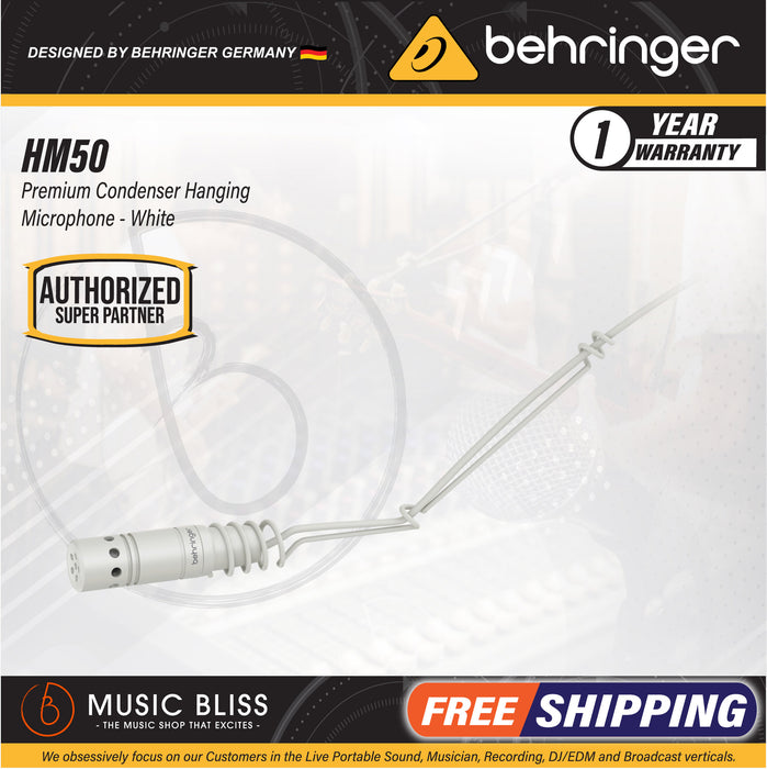 Behringer HM50 Condenser Hanging Microphone - White - Music Bliss Malaysia