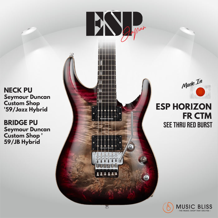 ESP Original HORIZON-CTM FR/Burl Maple - Reptile Red Burst [MIJ - Made in Japan] - Music Bliss Malaysia