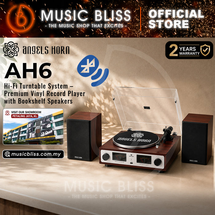 Angels Horn AH6 Hi-Fi Turntable System, Premium Vinyl Record Player with Bookshelf Speakers