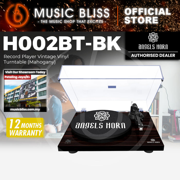 Angels Horn H002BT-BK Bluetooth Turntable Vinyl Record Player (Black) AT3600L Catridge, Best Value Buy Beginner Turntable Vinyl Record Player