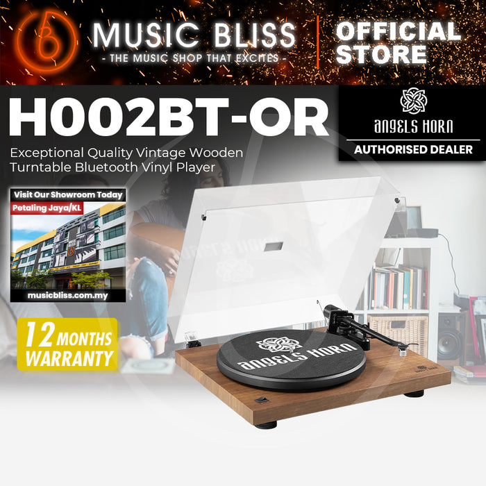 Angels Horn H002BT-OR Bluetooth Turntable Vinyl Record Player (Walnut) AT3600L Catridge, Best Value Buy Beginner Turntable Vinyl Record Player