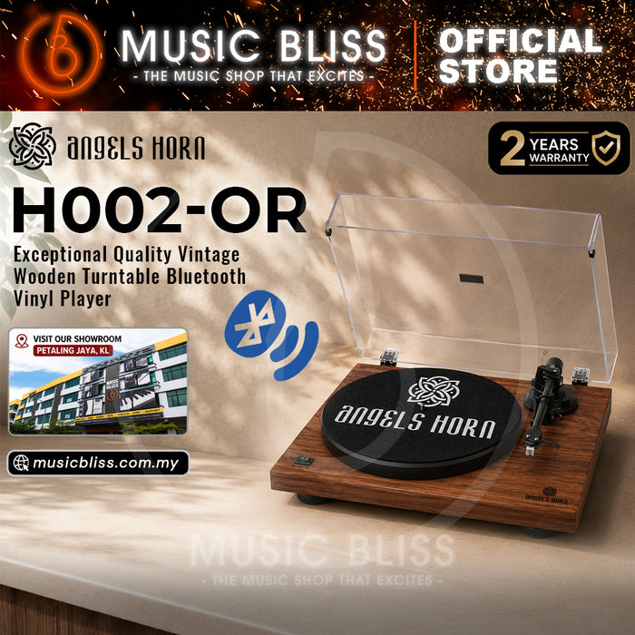 Angels Horn H002BT-OR Bluetooth Turntable Vinyl Record Player (Walnut) AT3600L Catridge, Best Value Buy Beginner Turntable Vinyl Record Player