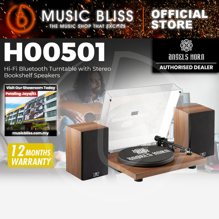 Angels Horn HP-H00501 Walnut Bluetooth Turntable with Hi-Fi Stereo Speakers AT3600L Catridge, Best Value Buy Beginner Turntable Vinyl Record Player