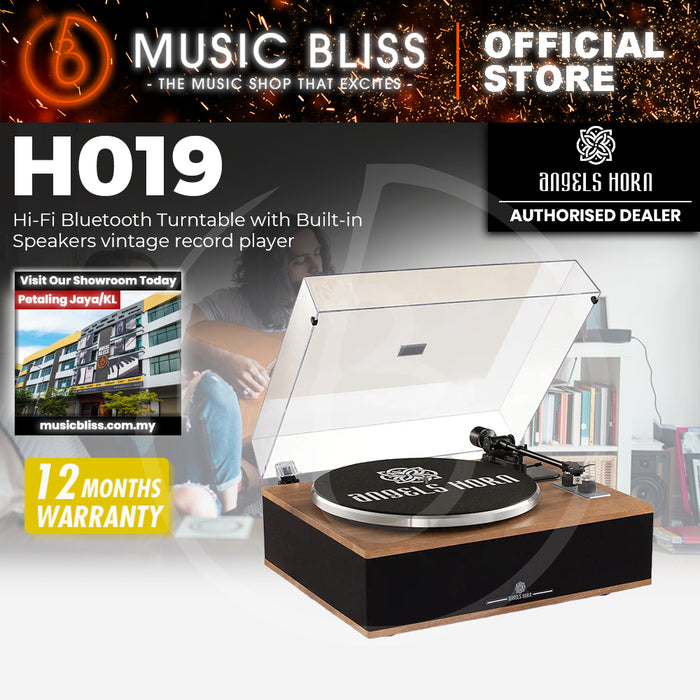 Angels Horn H019 Hi-Fi Bluetooth Turntable with Built-in Speakers (Walnut) AT3600L Catridge, Best Value Buy Beginner Turntable Vinyl Record Player with built-in speakers
