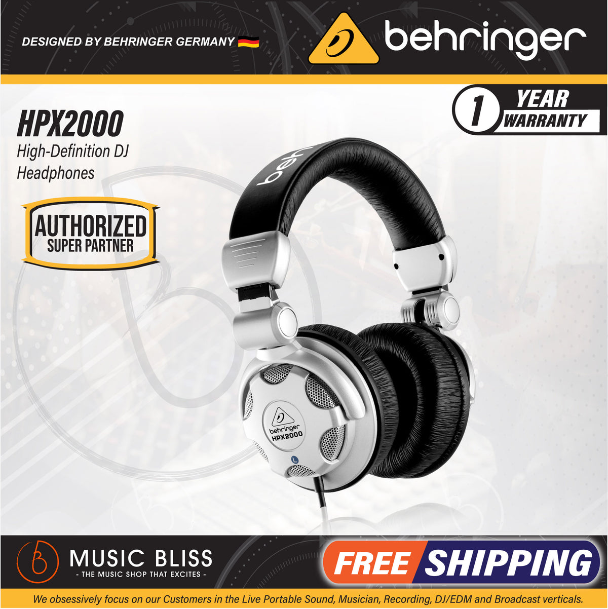 Replacement Earpads For Behringer HPX2000 Headphones - Protein Leather & Memory Foam, Easy Install