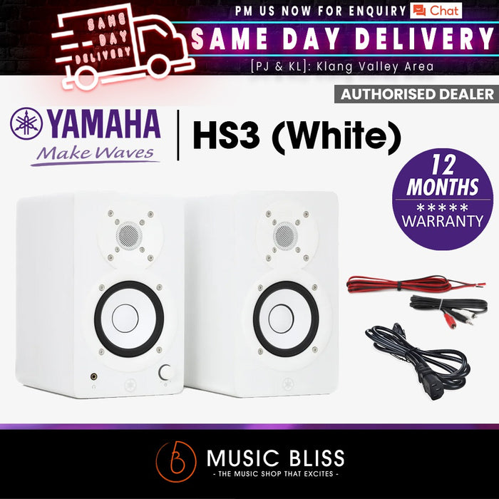 Yamaha HS3 3.5" Powered Studio Monitor, Pair - White - Music Bliss Malaysia