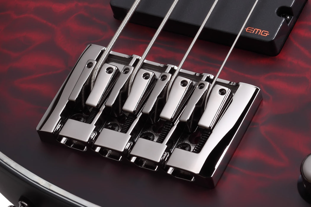 Schecter Hellraiser Extreme-4 Electric Bass Guitar - Red Burst Satin