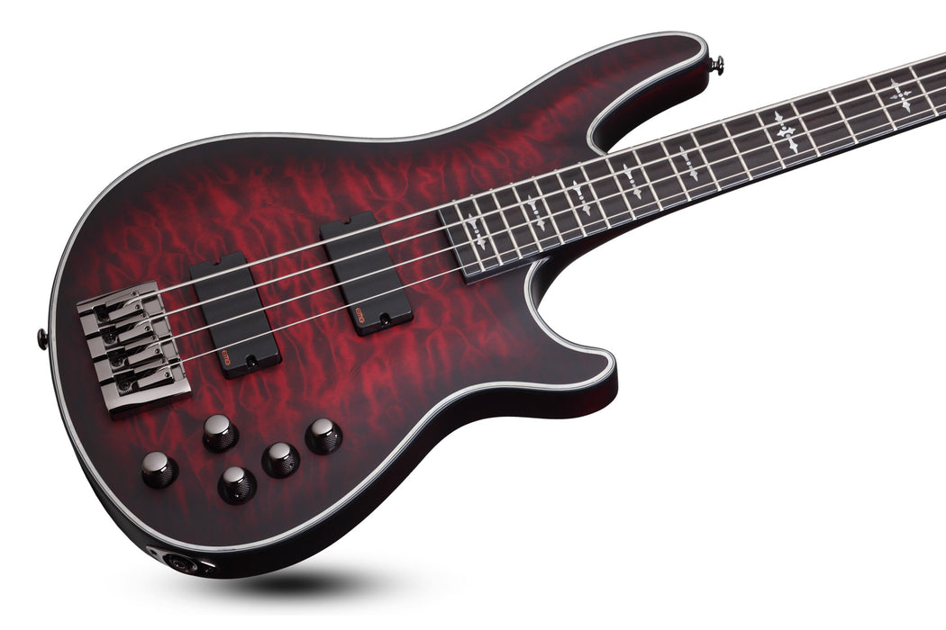 Schecter Hellraiser Extreme-4 Electric Bass Guitar - Red Burst Satin