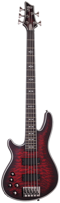 Schecter Hellraiser Extreme-5 Left-Handed Bass Electric Guitar - Crimson Red Burst Satin