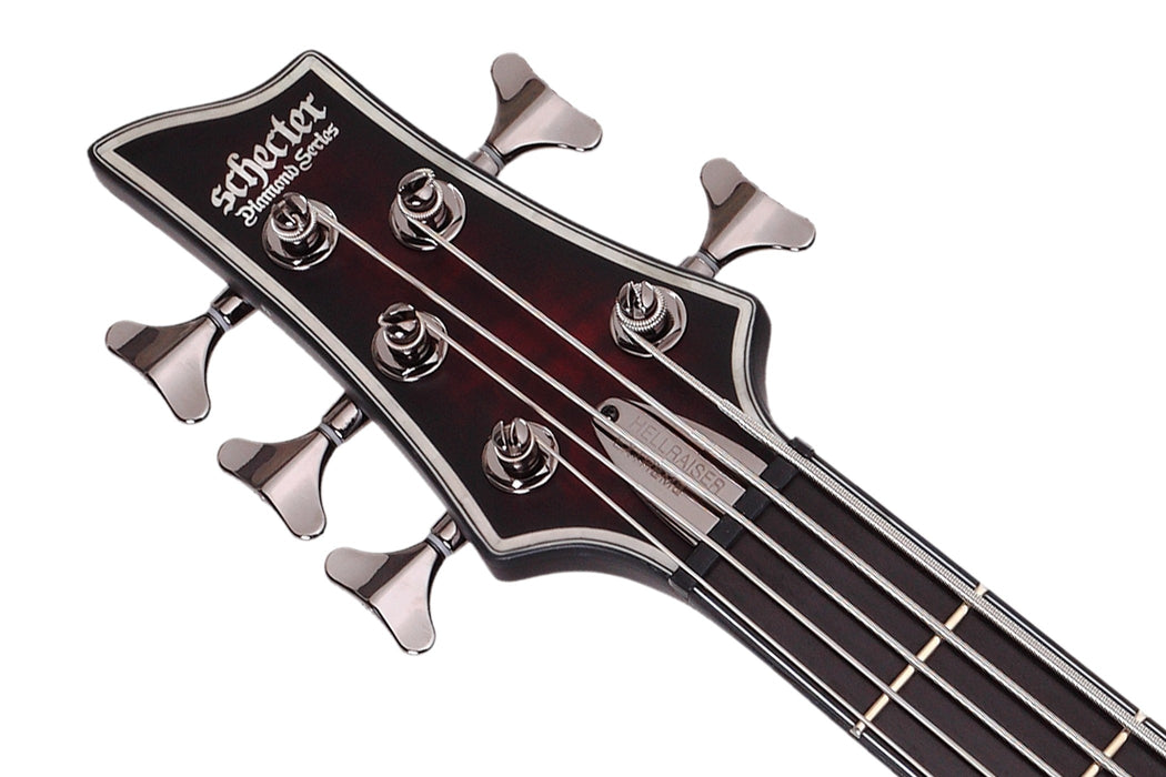Schecter Hellraiser Extreme-5 Left-Handed Bass Electric Guitar - Crimson Red Burst Satin
