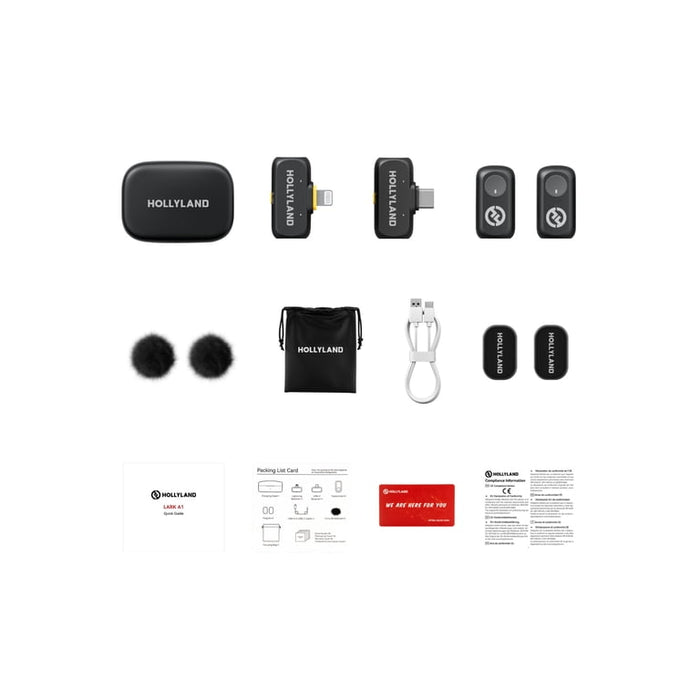 Hollyland LARK A1 Combo Digital Wireless Microphone System with Charging Case - Black
