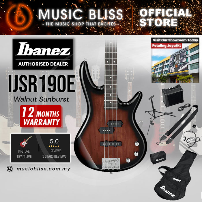 Ibanez IJSR190E Electric Bass Jumpstart Pack - Walnut Sunburst