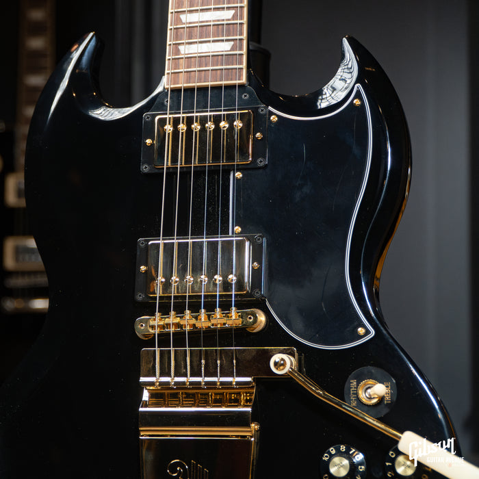 GIBSON USA LIMITED SG STANDARD '61 MAESTRO VIBROLA T-TYPE ELECTRIC GUITAR - EBONY WITH GOLD HARDWARE